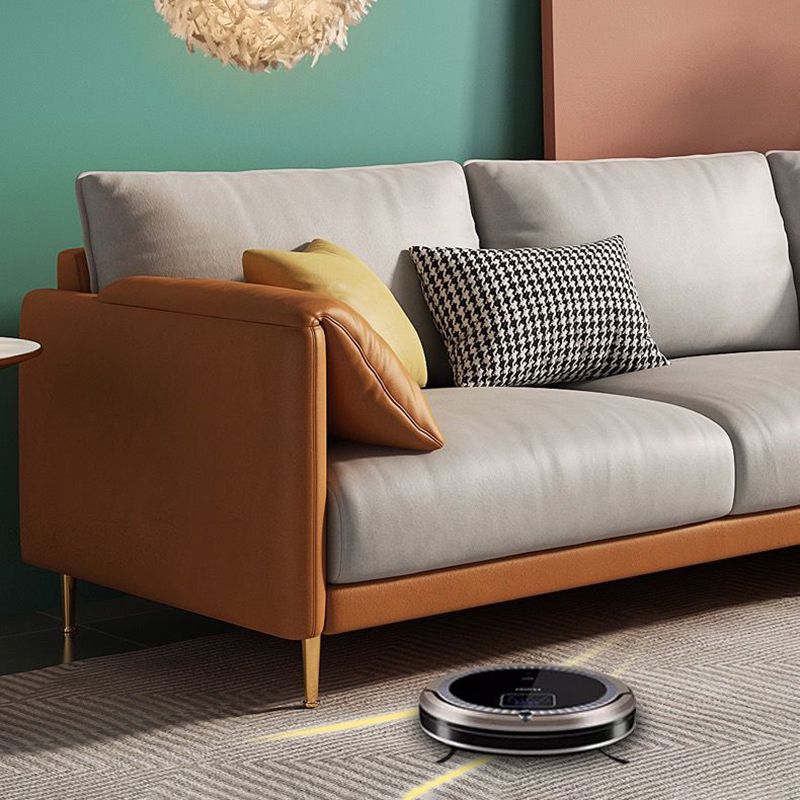Contemporary 33.46" H Faux Leather Pillow Top Arm Sofa for Living Room