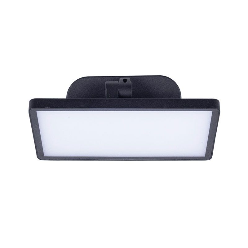Zeitgenössische quadrate LED -Wandbeleuchtung Metallic Courtyard Wandleuchte in Schwarz