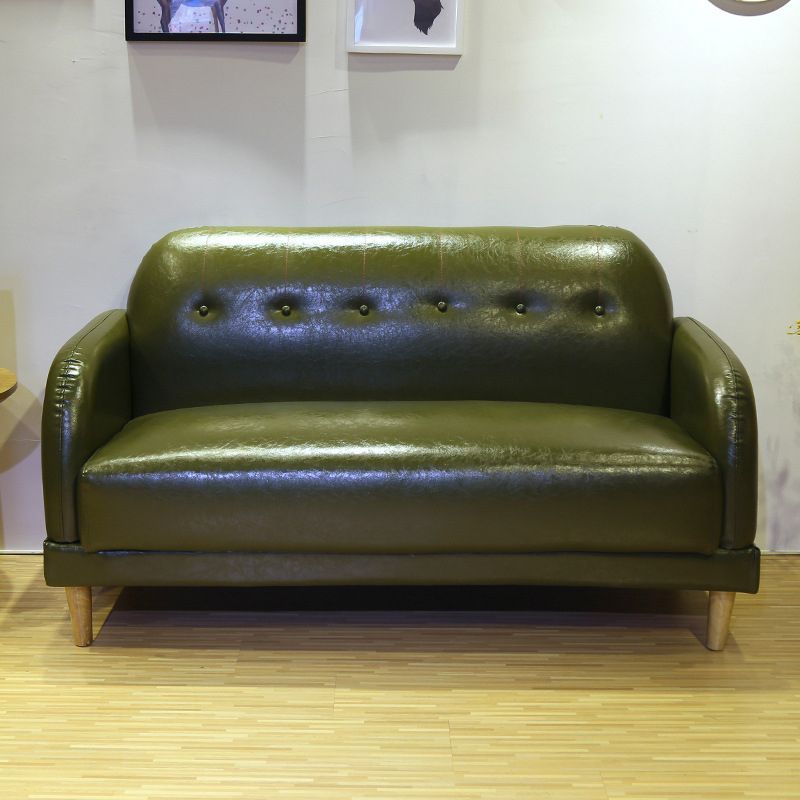 Faux Leather Tufted Back Sofa with Square Arm for Living Room