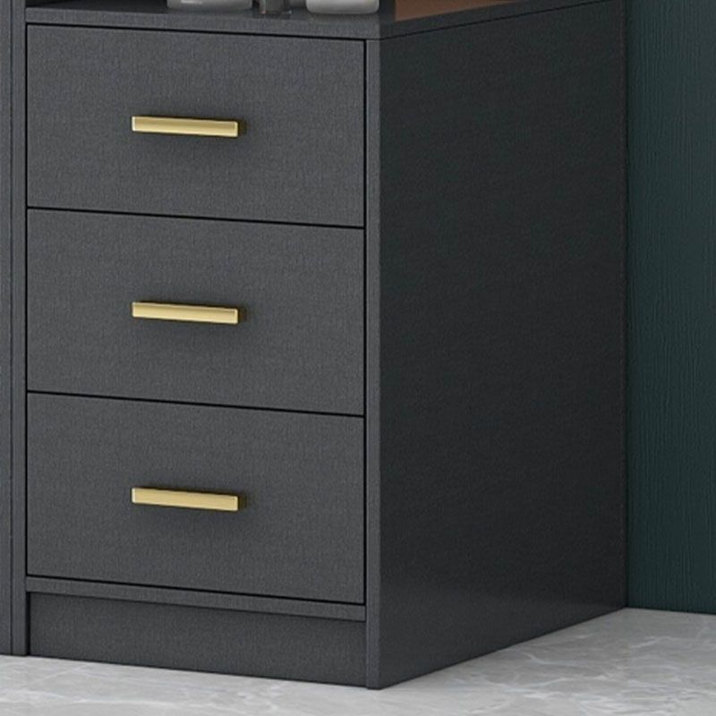 Modern Sliding Door Wardrobe for Bedroom Black Cabinet with Glass Doors