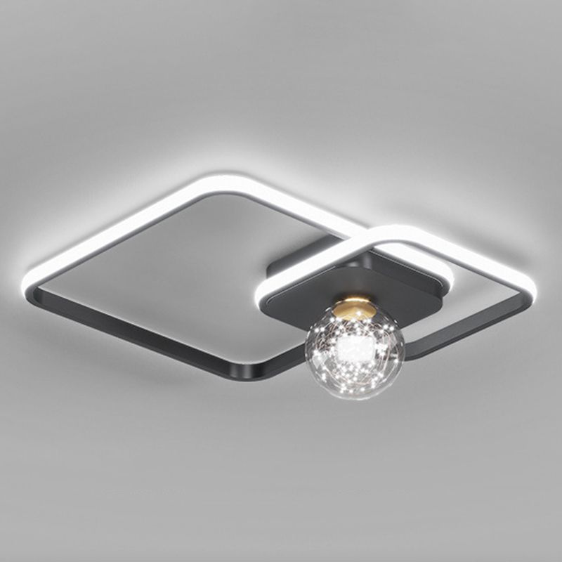 3-Lights Square Shade Flush Mount Modern Style Flush Mount Ceiling Lighting Fixture