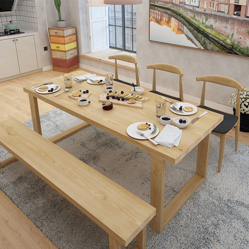 Solid Wood Top Dining Table Traditional Luxury Table with Wood Sled Base