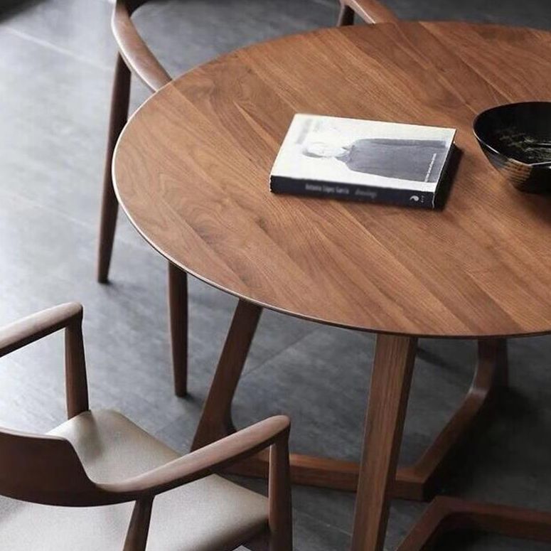 Tavolo da pranzo moderno a doppio piedistallo rotondo tavolo fisso in legno massiccio