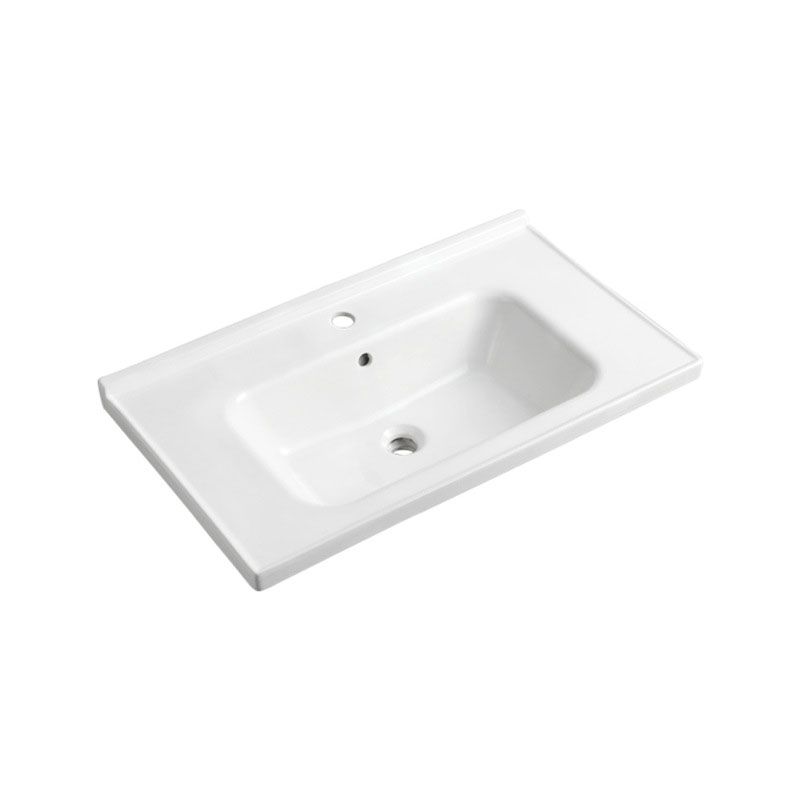 Modern Vessel Sink Rectangular Porcelain Drop-in Bathroom Sink(Not Included Faucet)