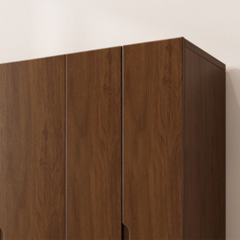 Solid Wood Wardrobe Armoire Contemporary Brown Storage Cabinet