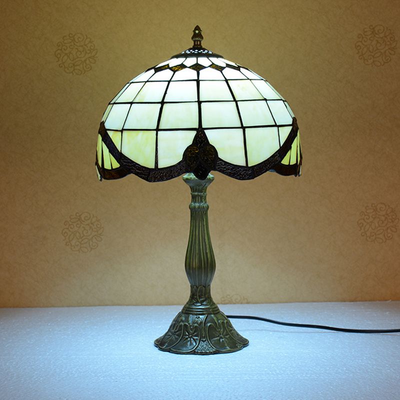 1 Glühbirnen handgefertigte Netznachtlampe Tiffany Bronze Buntglas Tischlicht für Schlafzimmer
