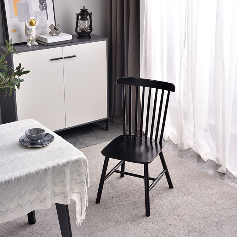 Chaise d'appoint contemporaine en bois d'hévéa Chaise de salle à manger à dossier Windsor en bois (Ensemble de 2)