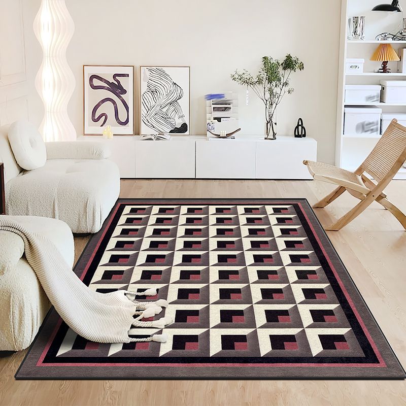 Groen geometrisch patroon tapijt Modern polyester gebied Rug vlekbestendig vloerkleed voor woonkamer