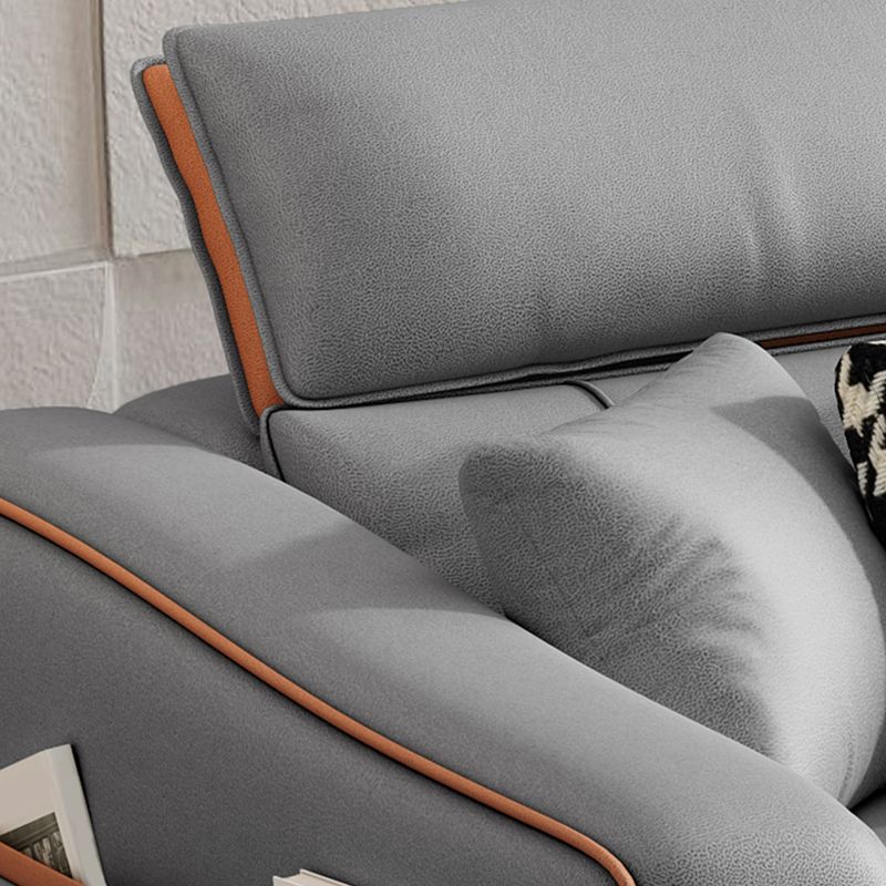 Contemporary Faux Leather Sectional with Storage Flared Arm for Living Room