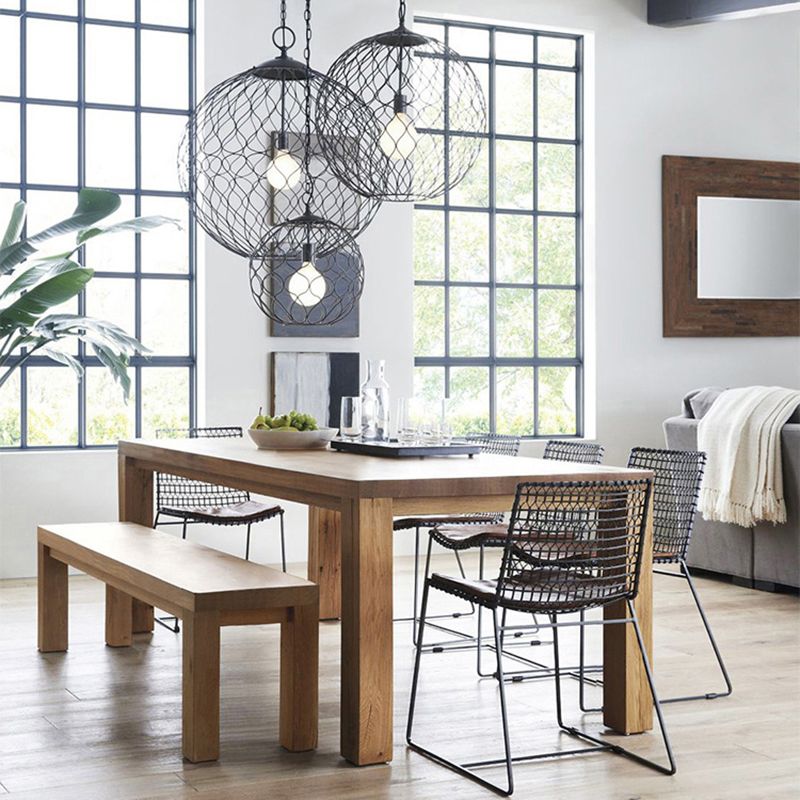 Table à manger moderne en bois massif, rectangulaire, avec 4 pieds, pour Restaurant