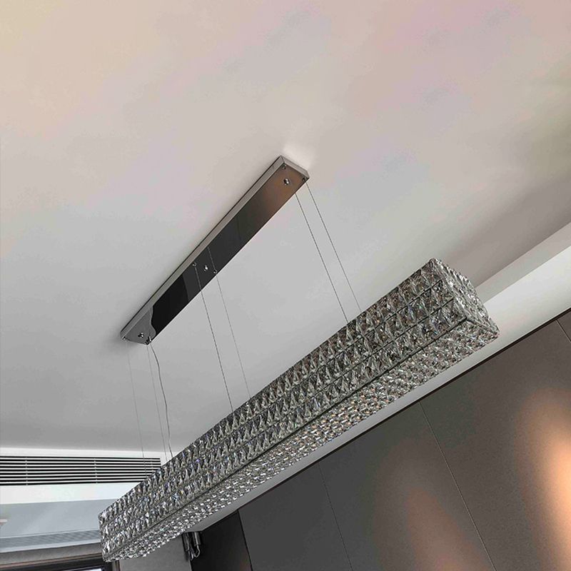 Contemporary Style Rectangle Shape Island Light Crystal 1 Light Island Lighting