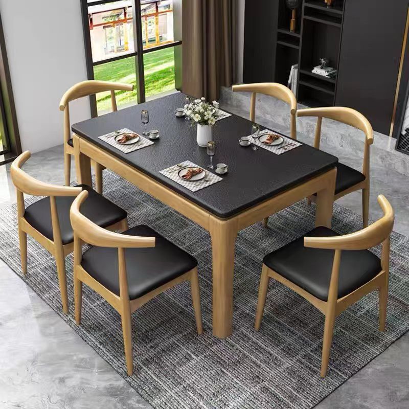 Contemporary Dining Room Dinner Table Solid Wood 4 Legs Dining Table