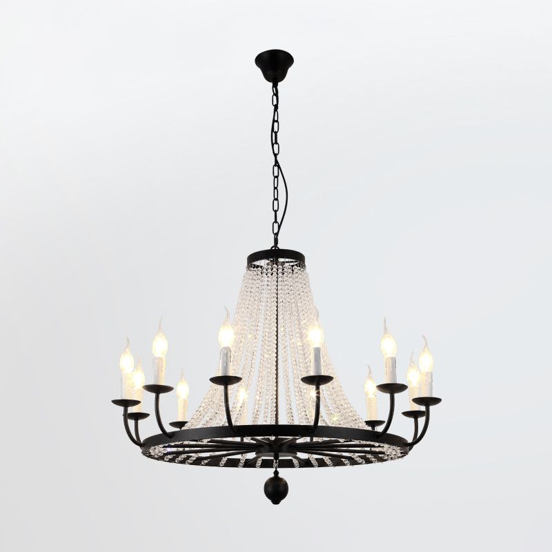 Kristall Kronleuchter Beleuchtung Land Schwarz Candelabra Wohnzimmer Anhänger Lichtkit mit Candelabra Design