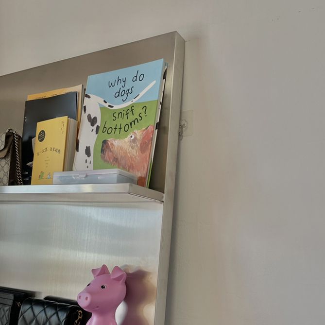 Contemporary Stainless Steel Bookcase Standard Closed Back Bookshelf for Bedroom