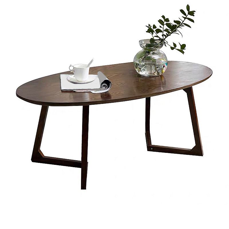 Sleigh-like Base Design Wood/walnut Rubber Wood Craft Coffee Table