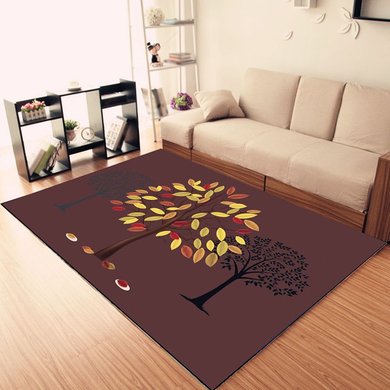 Purple Modern Carpet Polyester Windmill Carpet Washable Carpet for Living Room