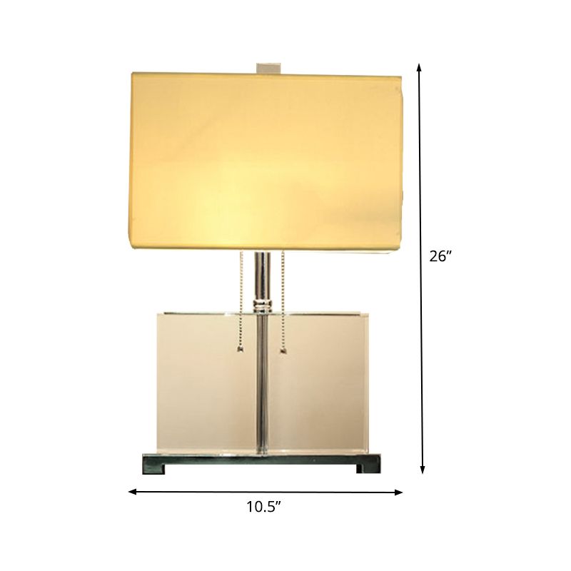Lécher de bureau ombré Tissu moderne 2 ampoules de 10,5 "/ 13" de large lampe à table blanche avec chaîne de traction