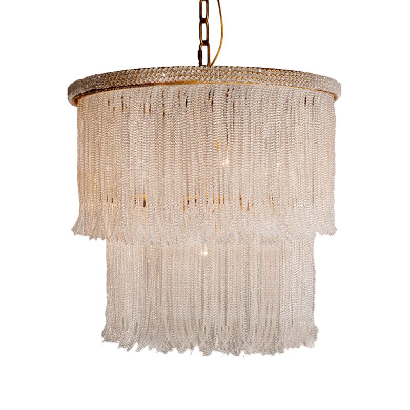 4 lumières Lumières lustres luxuels kit de lampe suspendue à la linge en cristal rustique en blanc pour chambre à coucher