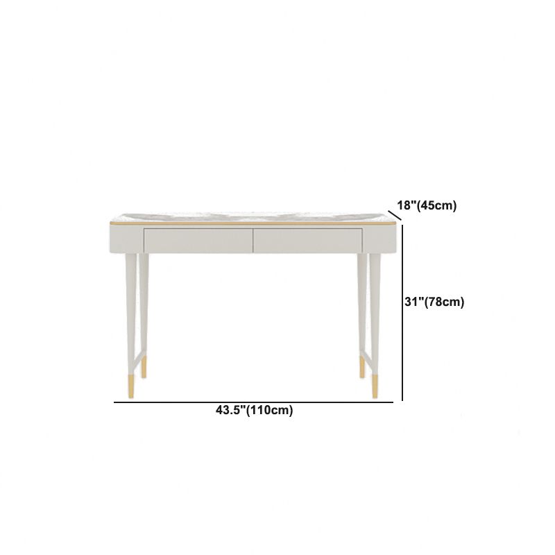 Glam Makeup Vanity Desk Leather Makeup Vanity Set with Slate Top