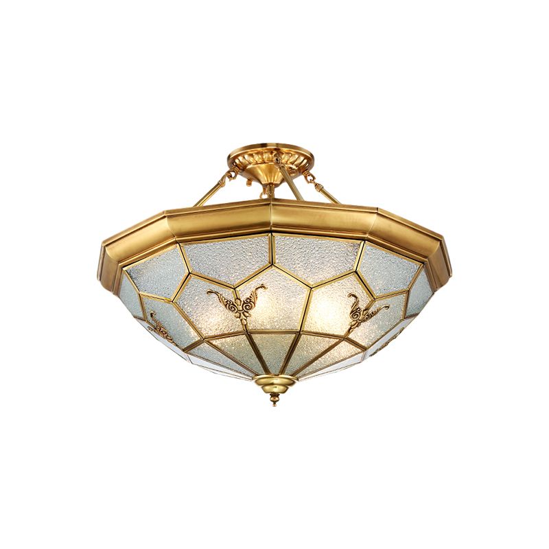 PRISM SOUNGE SEMI-FLUSH MONTRO CHIEDE COLONIALE BASSEGGIO 4/6 Bulbi lampada a soffitto in ottone, 19,5 "/25,5" W