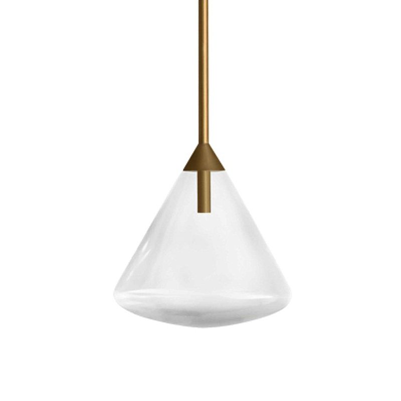 Vintage 1 Head Hanging Lighting Brass Conical Pendant Lamp Kit with Clear Water Glass Shade