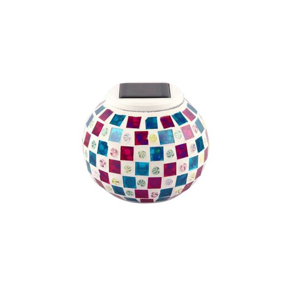 Mosaico de mesa de globo de mosaico Tombra de vidrio manchado de vidrio de iluminación solar decorativa para la cama