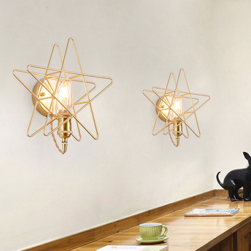 Modernist Wall Sconce Star-Shade Sconce Light with Metal for Bedroom