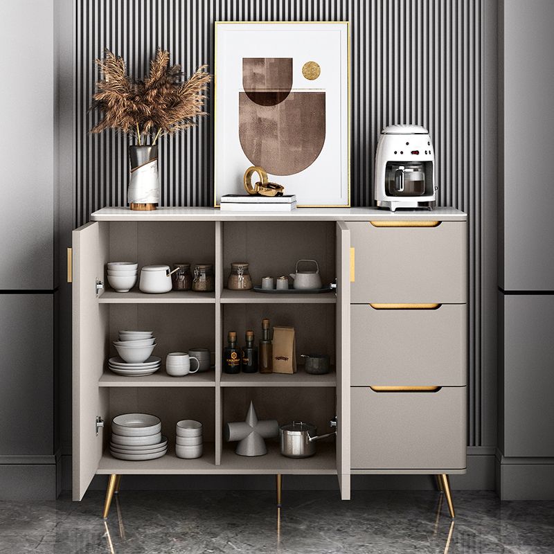 Wood Living Room Sideboard Cabinet Glam Credenza with Storage and Drawers