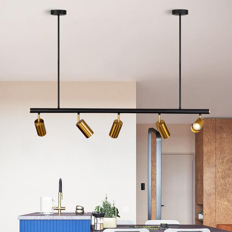 5-Lights Cylindrical Island Light Nordic Style Angle Adjustable Spotlight Dining Room Lighting Fixture