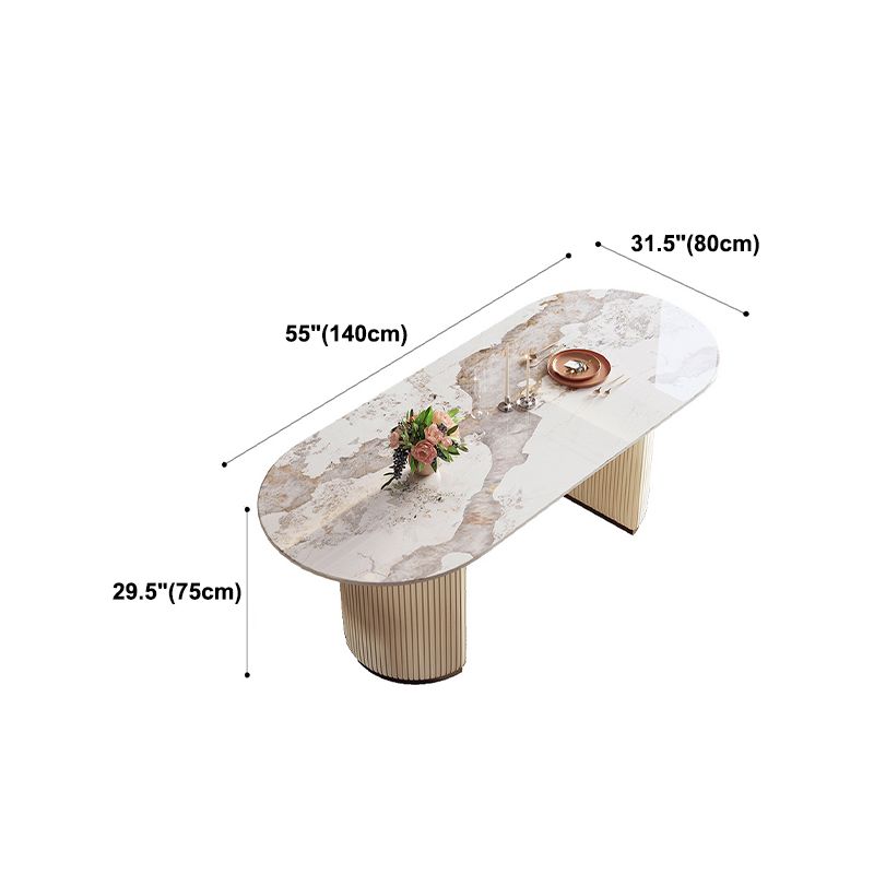 Oval Sintered Stone Dining Table Traditional Luxury Dining Table