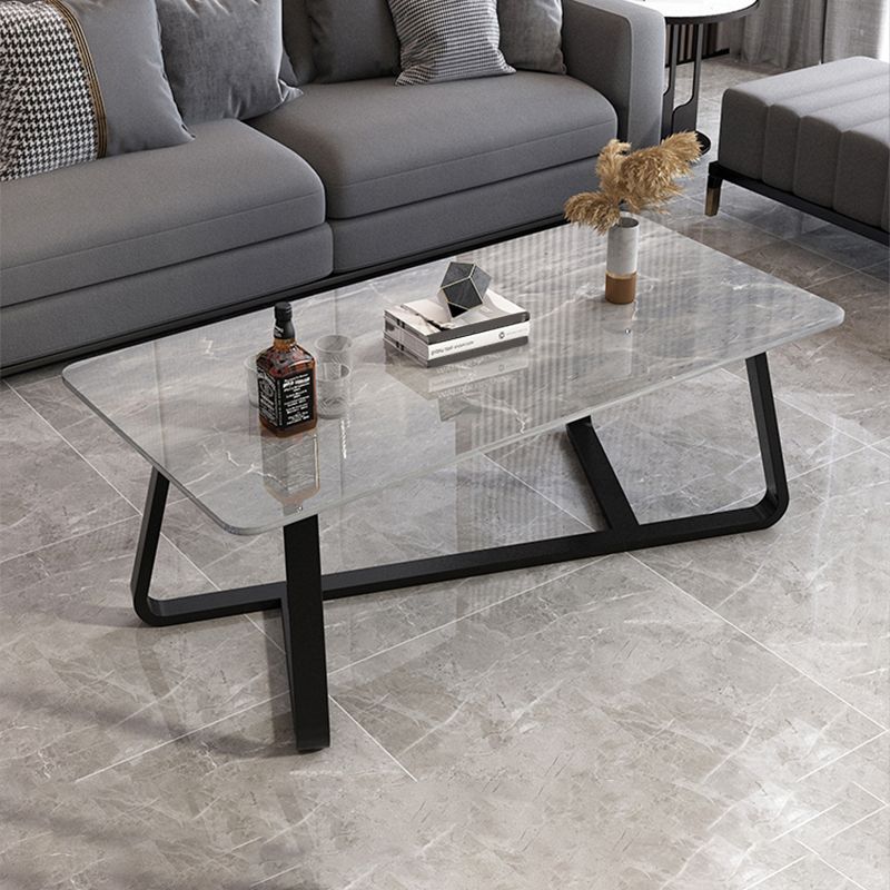 Glam Rectangle Cocktail Table Single Stone Coffee Cocktail Table