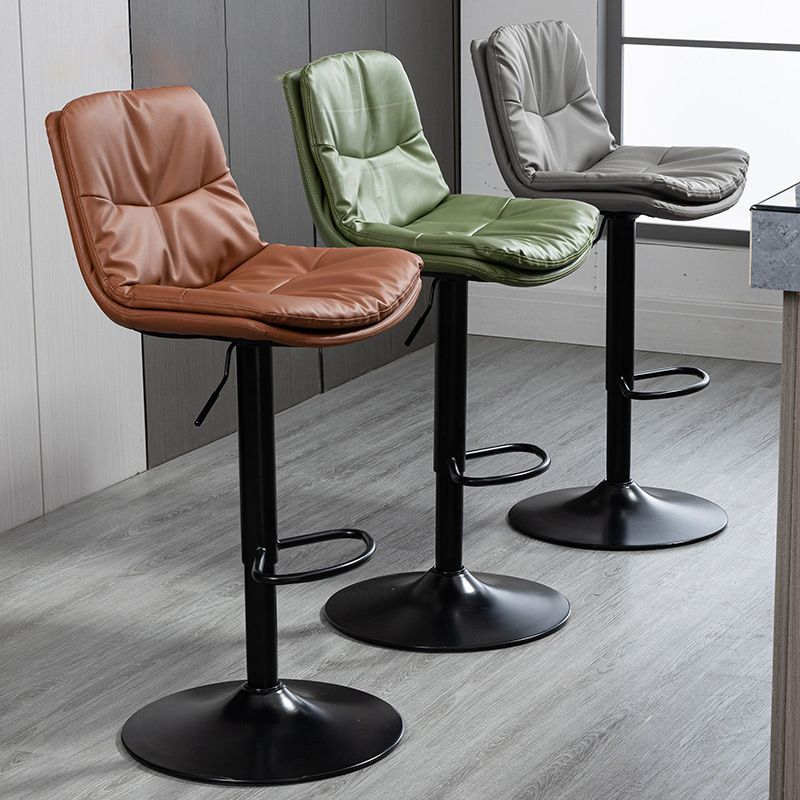 Modern Armless Rotatable Counter Stool Metal Cafe Bar Stool with Cushion and Pedal