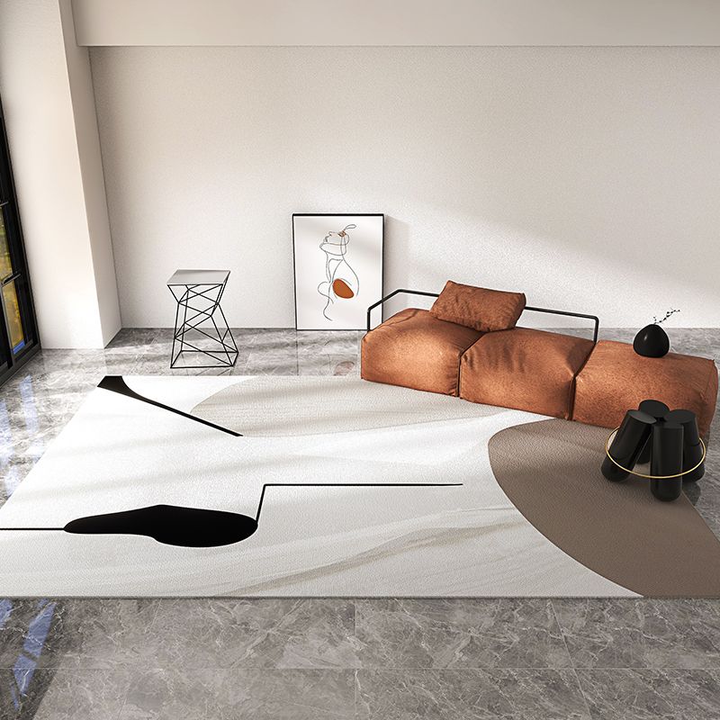 Tapis Simple en Polyester, ton blanc, bloc de couleur abstrait, résistant aux taches, pour la décoration de la maison