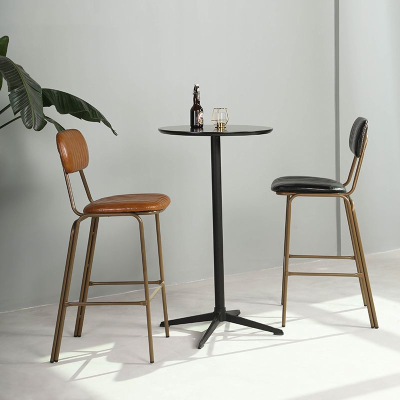 Industrial Leather Metal Counter Stools Low Back Bar Stools with 4 Legs