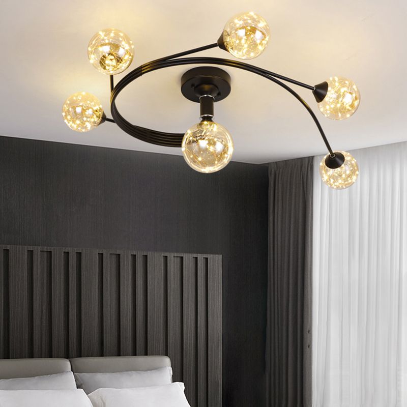Globe contemporain Flush Lightture Glass Flush Mount Lamps en noir