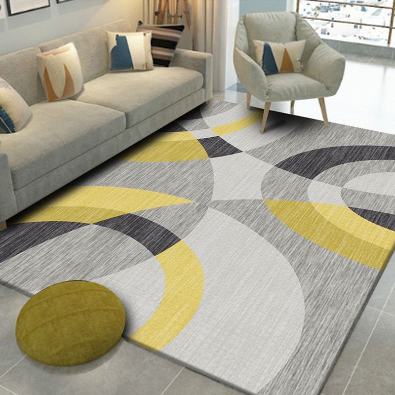 Modern Geometric Indoor Rug Minimalist Polyster Carpet Washable Non-Slip Area Carpet for Living Room