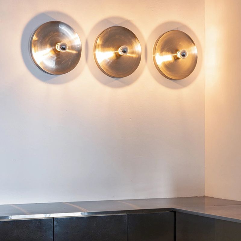 Metal Round Wall Sconce Single Light Contemporary Wall Light in Chrome / White / Orange