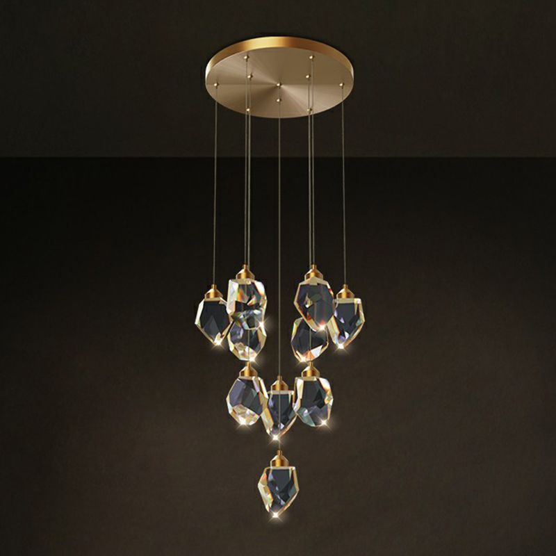 LED a forma di gemma LED Multi-Pendant Postmodern Cristal Clear Suspension Lighting per sala da pranzo