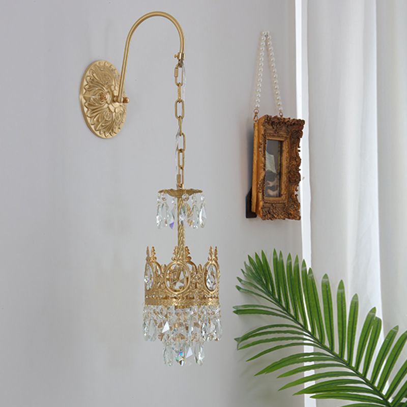 Nordic Style Wall Mount Light Cylinder Shape Crystal Wall Lamp for Bedroom