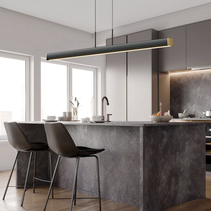 Ideas modernas de iluminación de la isla LED de hierro Lámpara lineal de lámpara lineal para el comedor