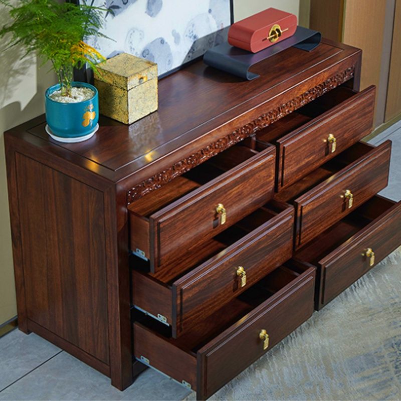 Mid-Century Modern Solid Wood Chest 27.56" Tall 6 - Drawer Accent Chest