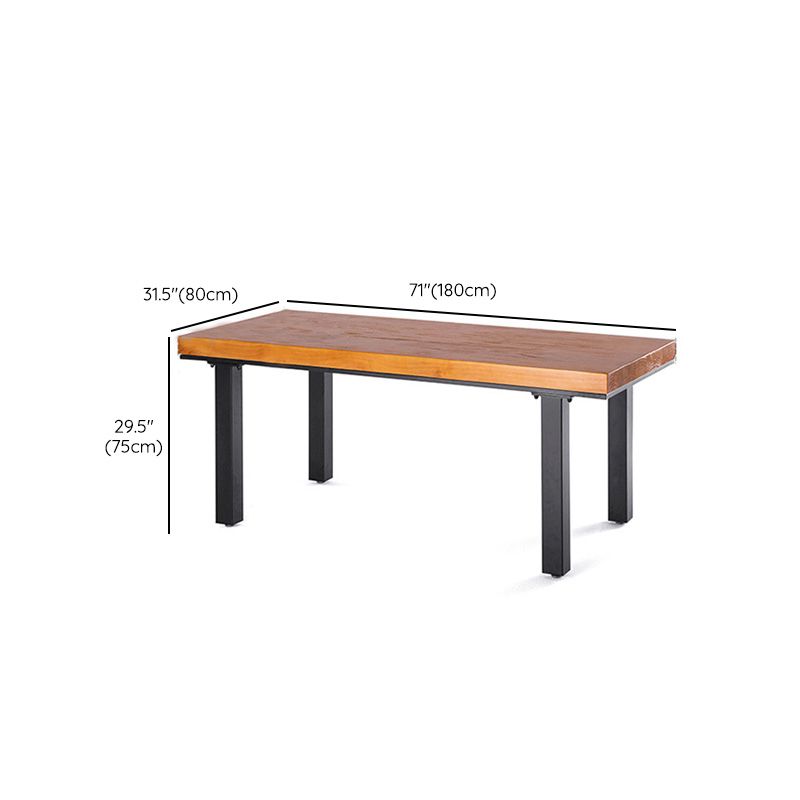 Rectangle Solid Wood Top Dining Table Industrial Iron Legs Dining Table