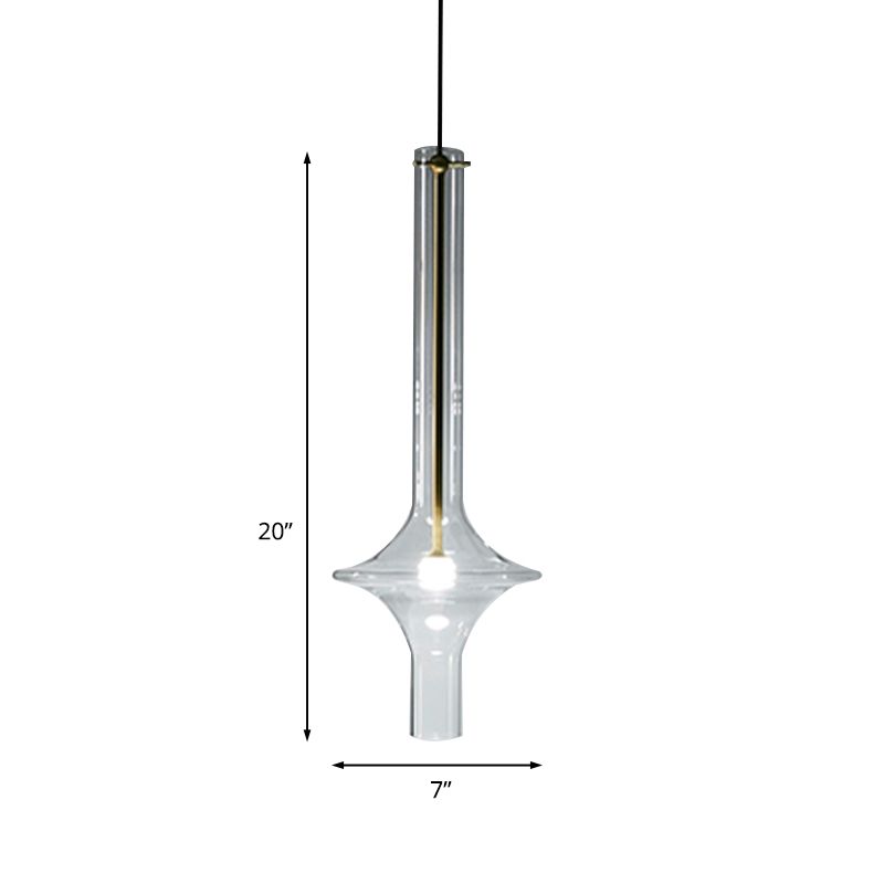 Clear Glass Wavy Tube Hanging Ceiling Light Minimalism 1 Head LED Suspension Pendant Lamp