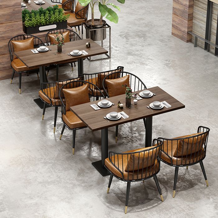 Industrial Dining Table Solid Wood Table with Black Metal Base for Home Kitchen Dinner