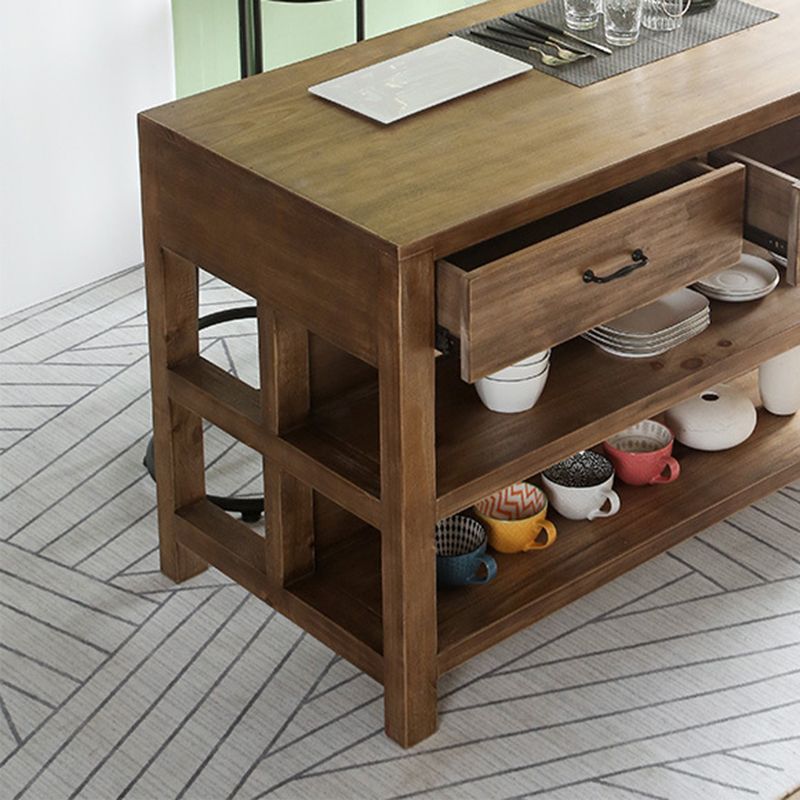 Modern Pine Solid Wood Rectangle Island Table for Kitchen Dining Room