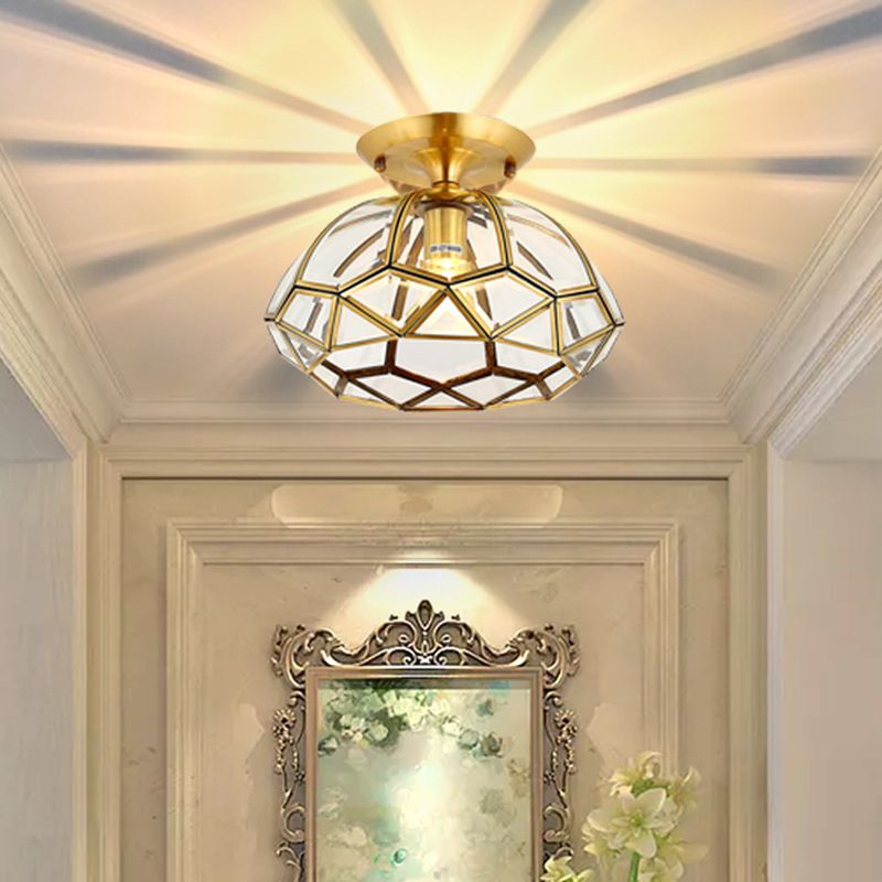 Single Golden Flush Mount Lighting Glass Ceiling Light for Bedroom