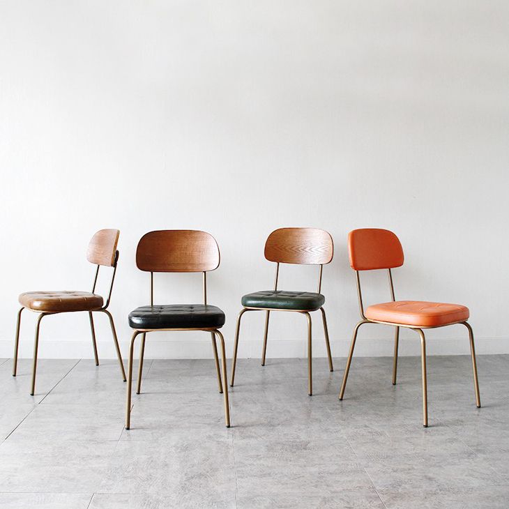 Industriële stijl PU lederen eetkamerstoelen Open rug Dineerarm zijstoelen voor thuis