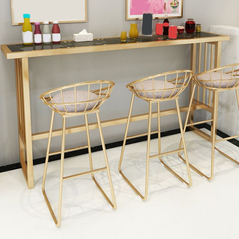 Modern Bar Height Table Faux Marble Top Bistro Table with Gold Base