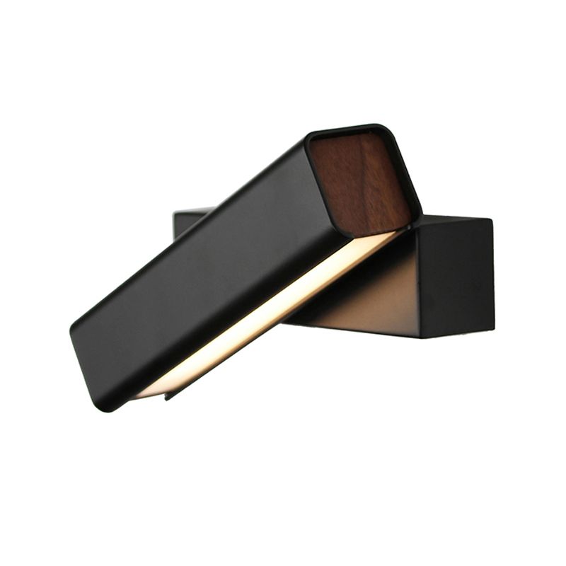 Single Light Square Shade Wall Sconce Metal Modern Style Wall Mounted Lighting