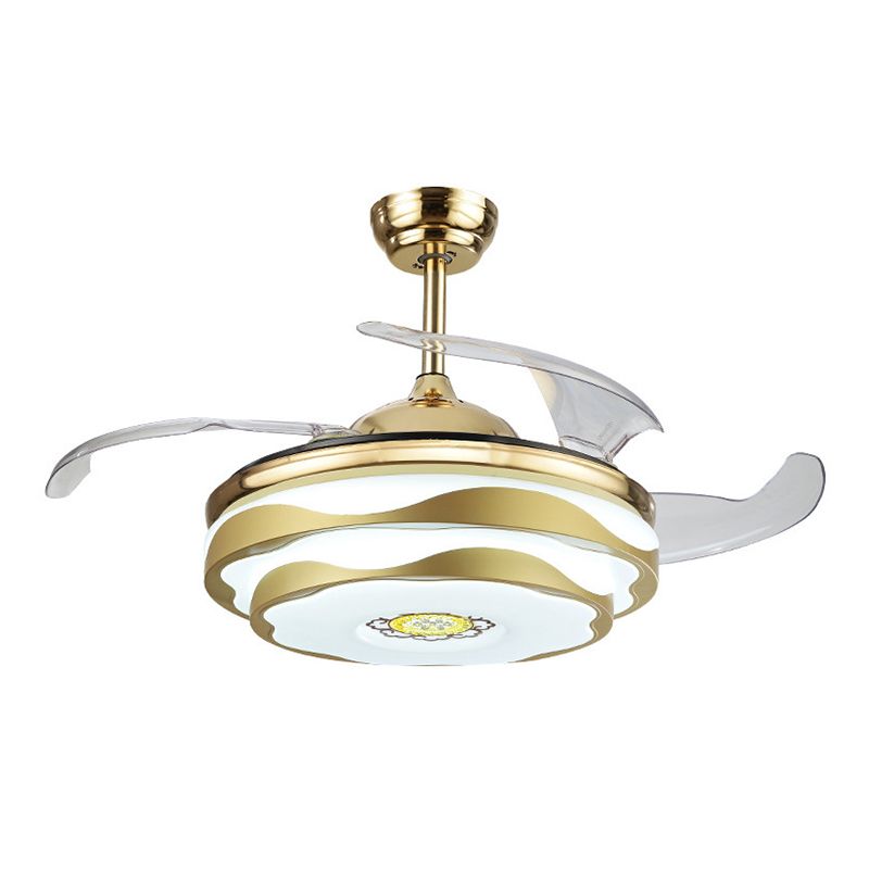 Acrylblatt Petal Semi Flush Mount Contemporary 19 "Wide Led Anhänger Lüfterlampe in Gold, 4 Klingen